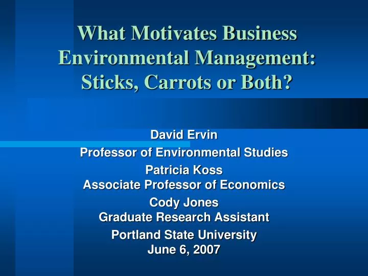 what motivates business environmental management sticks carrots or both