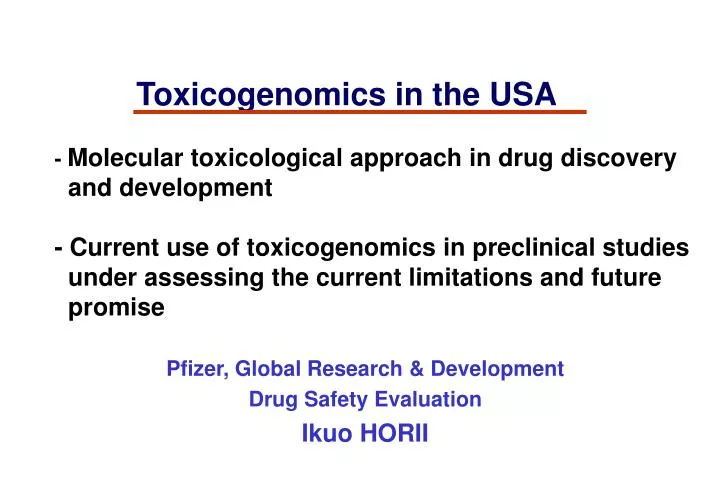 toxicogenomics in the usa