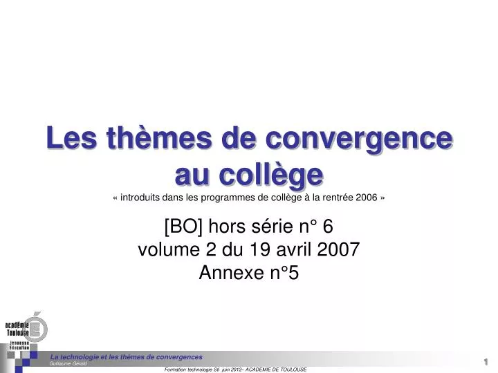 l es th mes de convergence au coll ge introduits dans les programmes de coll ge la rentr e 2006