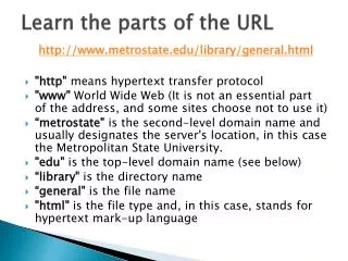 Learn the parts of the URL