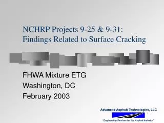 NCHRP Projects 9-25 &amp; 9-31: Findings Related to Surface Cracking