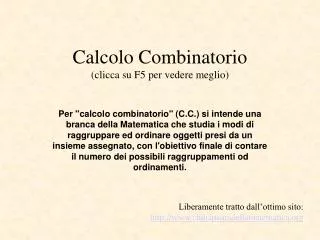 calcolo combinatorio clicca su f5 per vedere meglio