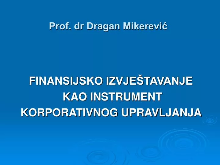 prof dr dragan mikerevi