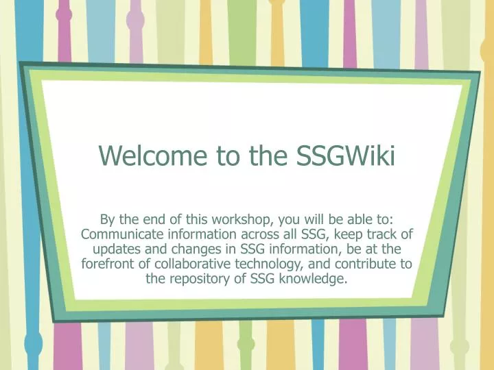 welcome to the ssgwiki