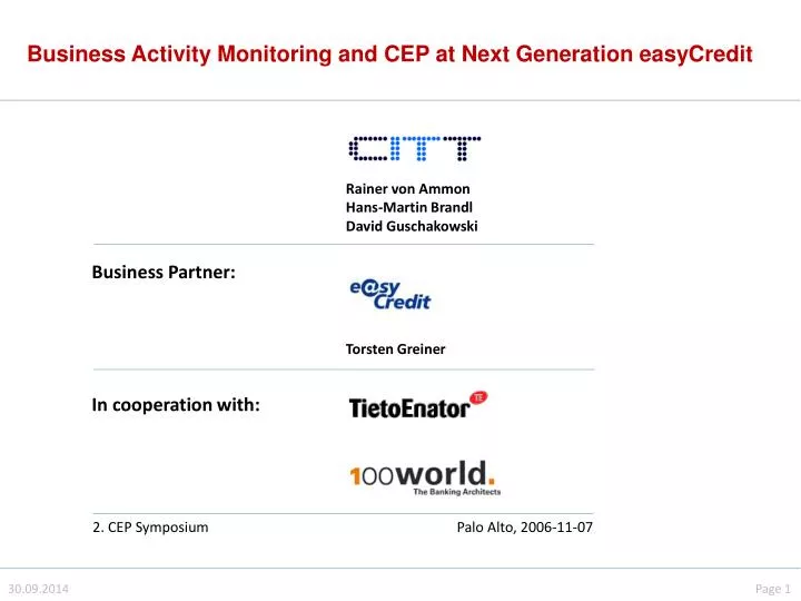 business activity monitoring and cep at next generation easycredit