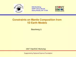 Constraints on Mantle Composition from 1D Earth Models