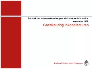 faculteit der natuurwetenschappen wiskunde en informatica november 2009