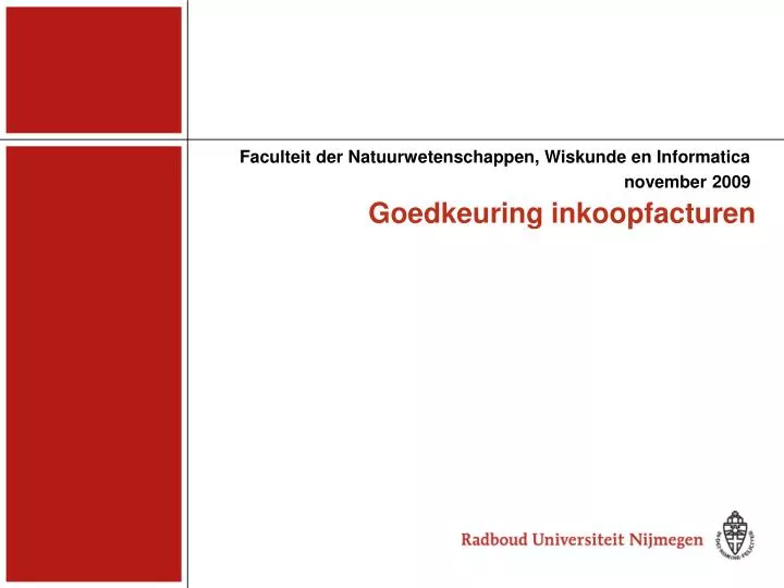 faculteit der natuurwetenschappen wiskunde en informatica november 2009