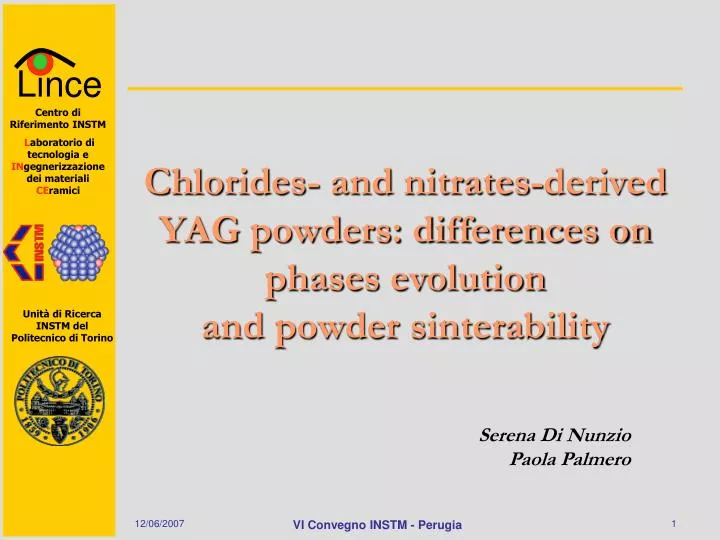 chlorides and nitrates derived yag powders differences on phases evolution and powder sinterability