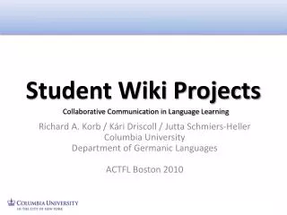 Student Wiki Projects