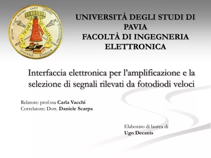 universit degli studi di pavia facolt di ingegneria elettronica