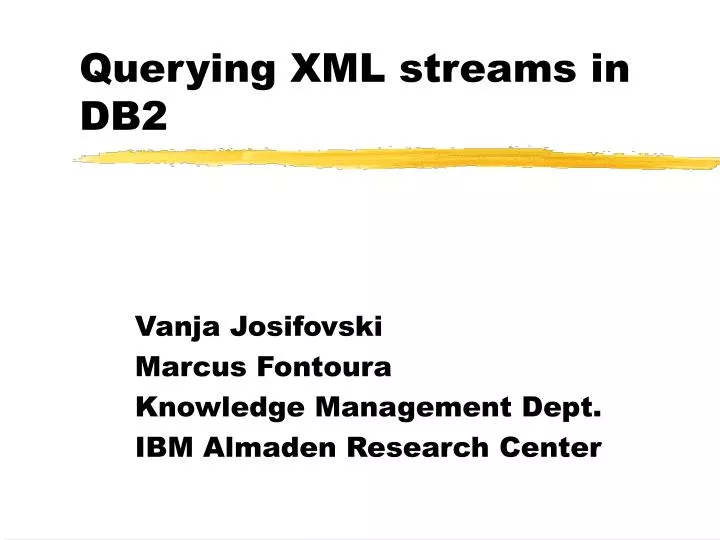 querying xml streams in db2