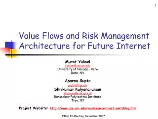 Value Flows and Risk Management Architecture for Future Internet