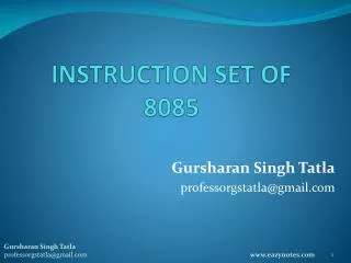 INSTRUCTION SET OF 8085