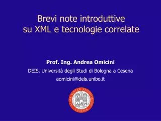 brevi note introduttive su xml e tecnologie correlate