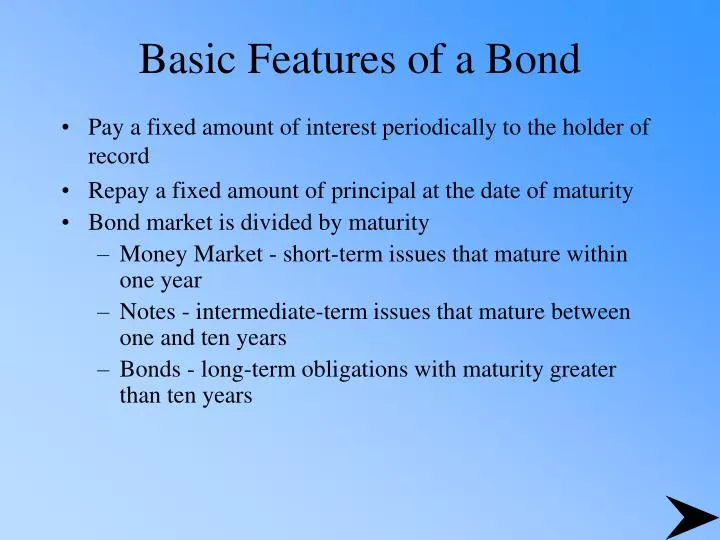 basic features of a bond