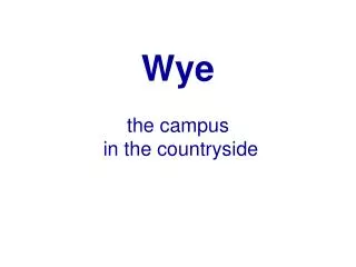 Wye the campus in the countryside