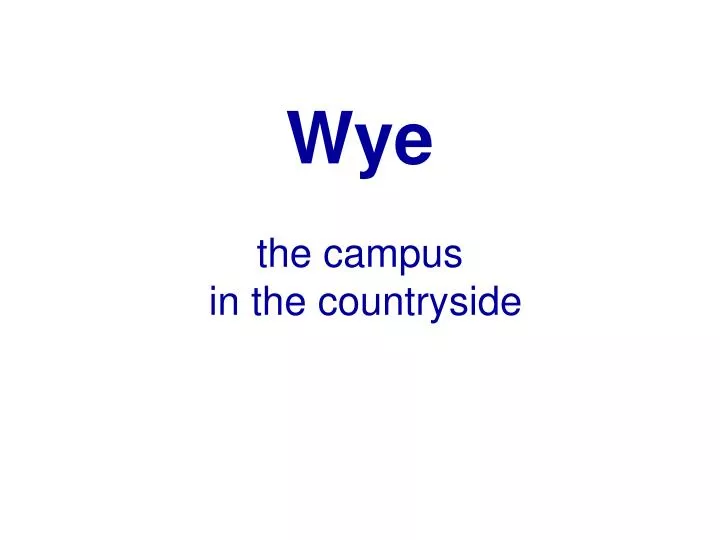 wye the campus in the countryside
