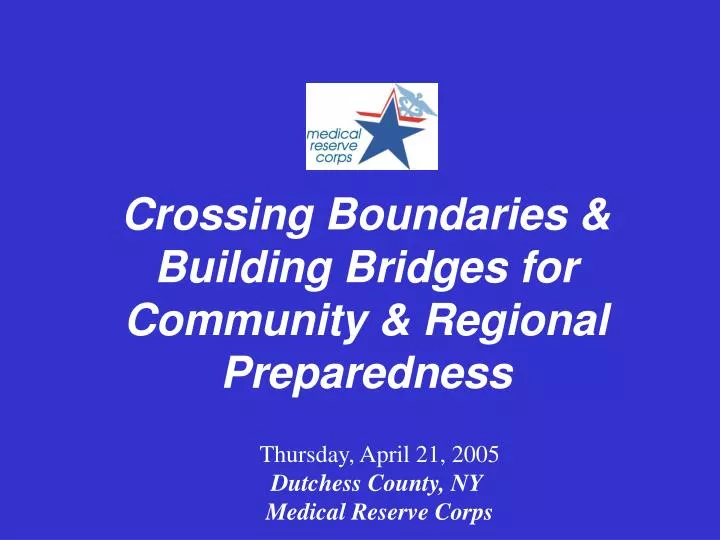 crossing boundaries building bridges for community regional preparedness