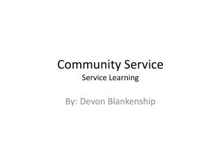 Community Service Service Learning