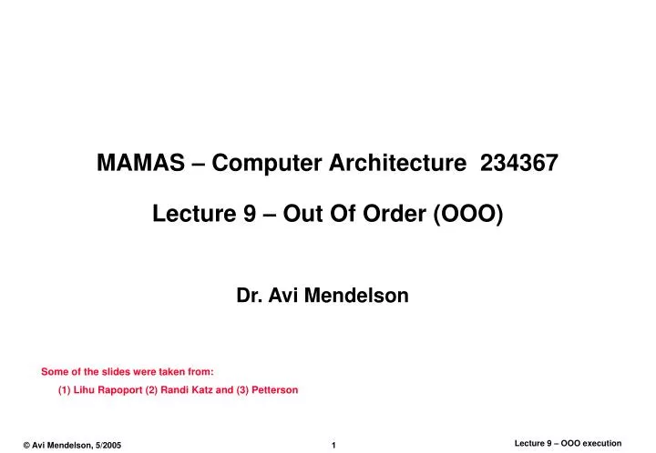 mamas computer architecture 234367 lecture 9 out of order ooo