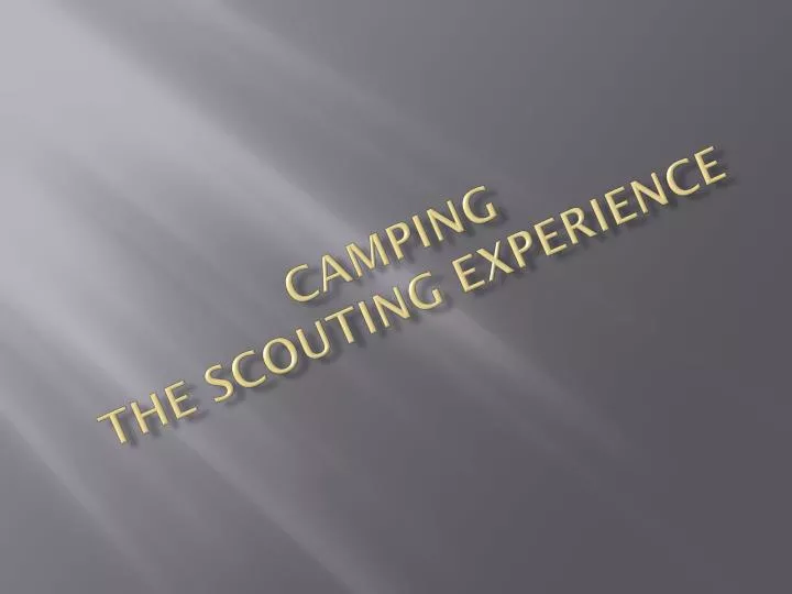 camping the scouting experience