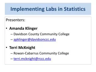 Implementing Labs in Statistics