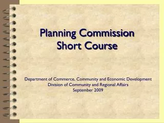 Planning Commission Short Course