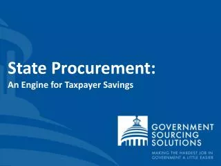 State Procurement: An Engine for Taxpayer Savings