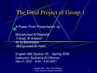 The Final Project of Group 1