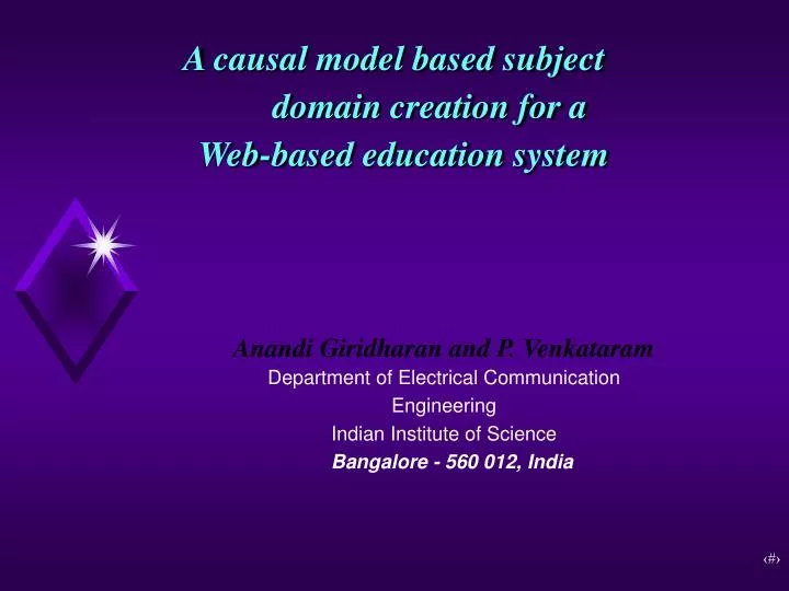 a causal model based subject domain creation for a web based education system
