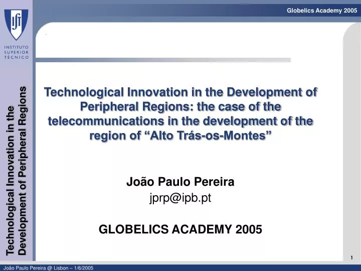 jo o paulo pereira jprp@ipb pt globelics academy 2005