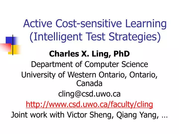active cost sensitive learning intelligent test strategies