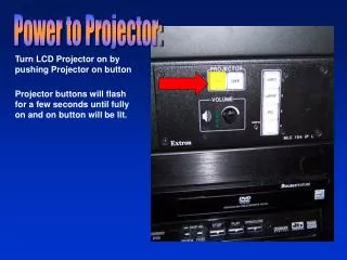 Turn LCD Projector on by pushing Projector on button