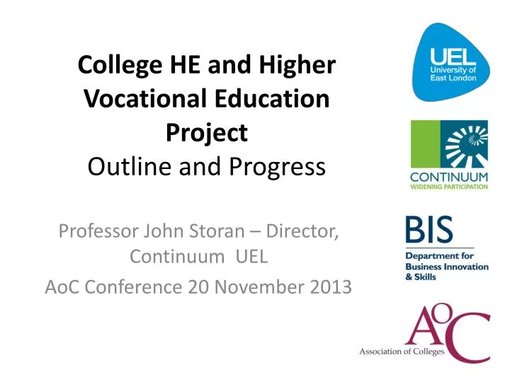 college he and higher vocational education project outline and progress