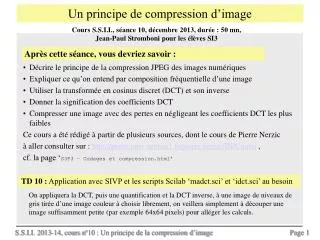 un principe de compression d image