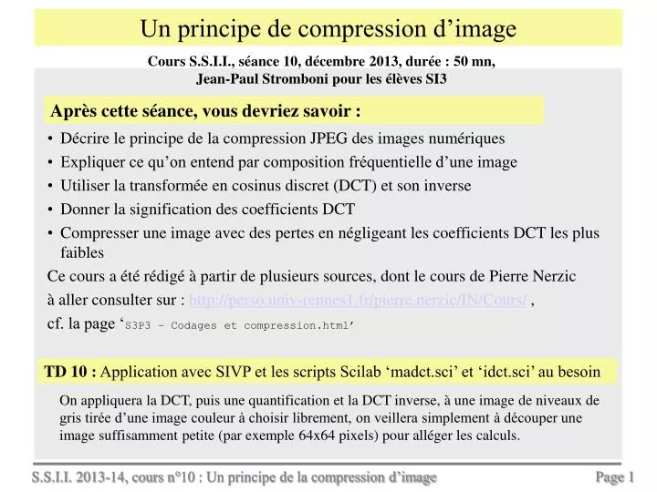 un principe de compression d image