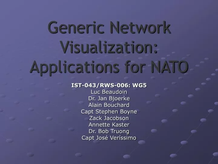 generic network visualization applications for nato