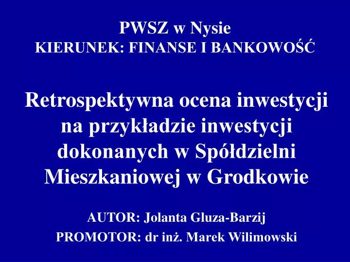 pwsz w nysie kierunek finanse i bankowo