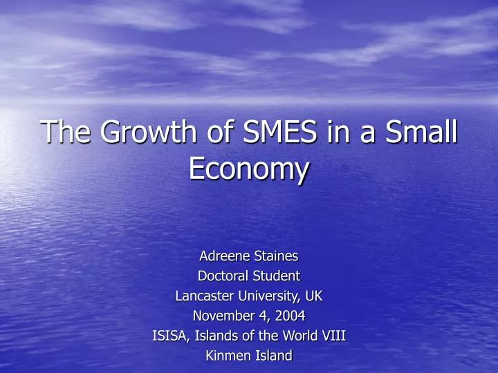the growth of smes in a small economy