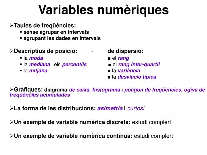 variables num riques