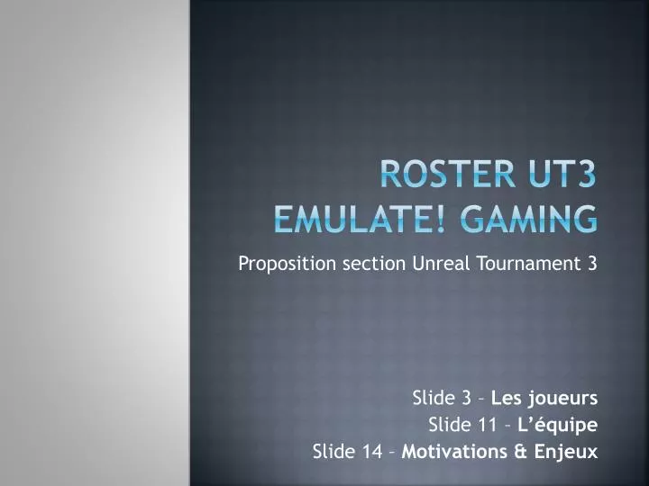 roster ut3 emulate gaming
