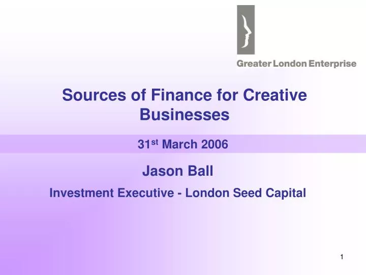 sources of finance for creative businesses