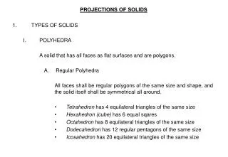 PROJECTIONS OF SOLIDS