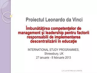 proiectul leonardo da vinci