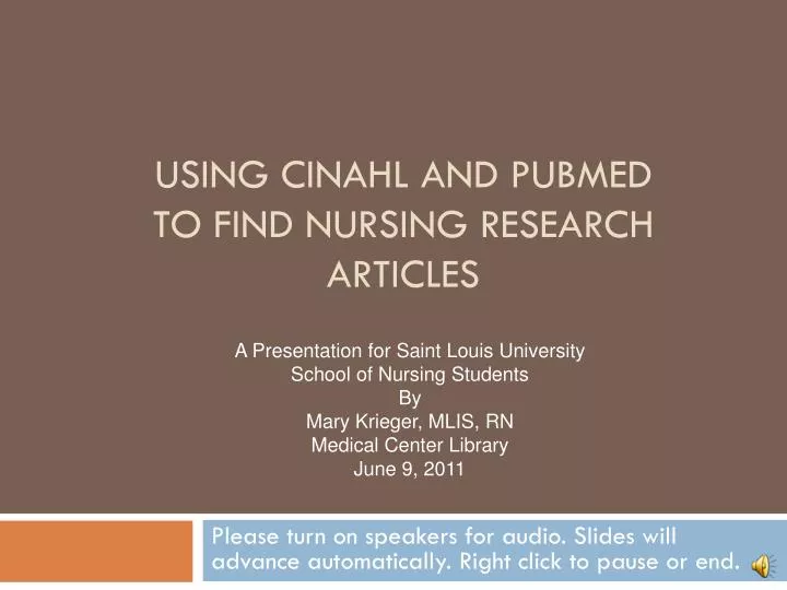 using cinahl and pubmed to find nursing research articles