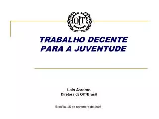 trabalho decente para a juventude