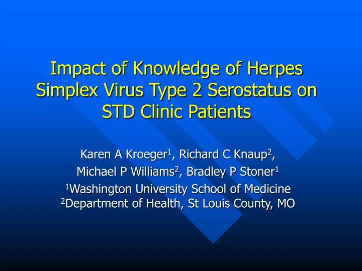 impact of knowledge of herpes simplex virus type 2 serostatus on std clinic patients