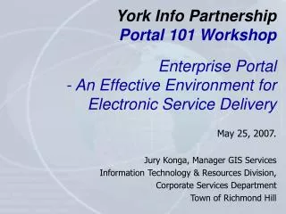 York Info Partnership Portal 101 Workshop