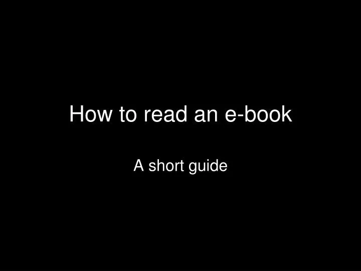how to read an e book